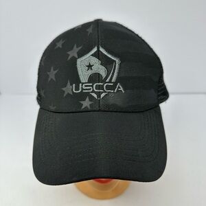 NEW USCCA American Flag Patriotic Black Gray Hat Cap Adjustable Mesh L1